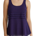 EXPRESS Beautiful Purple Sparkle Pleated Tiered Front Chiffon Tank Top EUC Large Photo 0