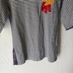 Vintage 70s You Babes Striped Cotton Tee M Floral Bow Appliqué USA Cottagecore Blue Size M Photo 2