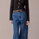 J.Crew Crochet Cropped Cardigan Sweater Jacket Gold Buttons Cotton Black XL NWT Photo 1