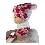 Handmade Crochet Hat & Scarf Set Cozy & Stylish. Brand new white, pink and red Photo 6