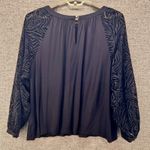 Velvet Burnout Blouse 2X Witchy Sheer Accent Dark Boho Unique Black Photo 1