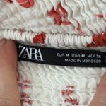 ZARA  Floral Lace Trim Smocked Lantern Sleeve Cropped Top Photo 2