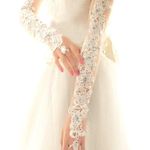 White Exquisite Lace Bridal Gloves Photo 0