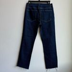 frame denim Le High Straight Solid Dark Wash Raw Step Hem Bronx Chew Size 26 Photo 5