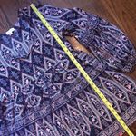 Velzera  Split Neck Tunic Tapestry Pattern Balloon Cuff Sleeves Tassels Sz SM Photo 5