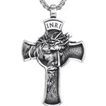 Vintage Stainless Steel Jesus Cross Pendant Necklace Photo 0