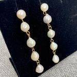 Natural Freshwater Pearl Stud Earrings w/ Quadruple Baroque Drop Gold Photo 2