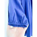 Madewell | NWT Shirred Puff-Sleeve Top in Cotton-Silk Voile Bright Sapphire Sz L Photo 4