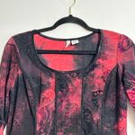 Sami & Jo Y2K red & white abstract paisley rose appliqué top whimsigoth fairy grunge dark Photo 2