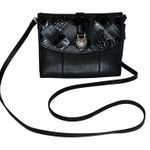 Brighton Black Leather Crossbody Shoulder Bag Heart Lock Woven with Wallet Photo 0