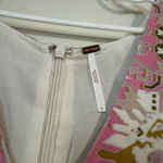 Free People  Viscose pink mustard Aztec print vneck mini dress spring ss Photo 2