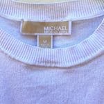Michael Kors Womens Size Medium white cold shoulder rhinestone studded sweater Photo 8