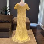 Women’s Yellow Lace Full Length Dress Mother of the Bride Small Train Size L Yellow Size L Photo 4