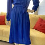 Vintage 90s NOS Sheer Pinstriped Secretary Day Dress S/M Blue Size M Photo 3
