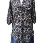 Lush Clothing Lush Boho Tunic Womens Top Sz XS Geometric Festival Indie Bold Festival Roll Tab Photo 0
