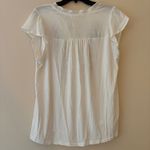 Flower & Feather White Embroidered Boho Peasant Top Lace Trim Flutter Sleeve XL Photo 1