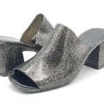 Jeffrey Campbell  Petra Block Heel Jelly Slide Black Glitter Sandal Womens Size 7 Photo 2