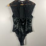 Victoria's Secret Victoria’s Secret crushed green velvet black lace thong bodysuit size large Photo 2