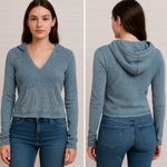 BDG Urban Outfitters  Women's Small Light Blue Ribbed Pullover Hooded Sweatshirt Photo 1