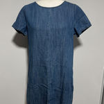 Madewell Denim Chambray Short Sleeve Shift Dress Fall Cute Size Medium Women's Photo 0