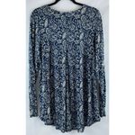 Leo & Nicole Womens Long Sleeve Top Paisley Print Blue Cream Size L Photo 3