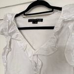 Veronica Beard  Jeans Stacie White Ruffle Flutter Sleeve Top Blouse Photo 4