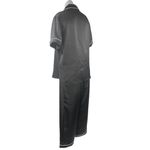 Revelry Black Satin Silk Short Sleeve Button Up Sleepwear Pajamas Pants Set L/XL Size L Photo 3