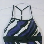 Nike  Purple White & Black Striped Racer Back Swimsuit Top Size 6 Photo 2