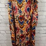 Vince Camuto Printed Midi Skirt Tie Front Wrap Metallic Threads Chili Oil L NWT Photo 1