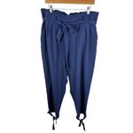 Grace Karin NWT Navy Blue High Rise Paperbag Skinny Cropped Belted Pants Sz 2XL Photo 1