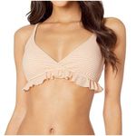 Polo Ralph Lauren Bikini Top SZ Small NWT Seersucker Ruffle Orange White Stripe Photo 0