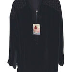 Johnny Was  Womens Halle Velvet Long Sleeve‎ Tunic Blouse Black Size Small NWT Photo 0
