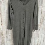 Wrapper Long Sleeve Button Front Ribbed Midi Dress Photo 0