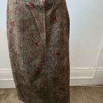 Vintage 80s Taiwan Authentic Imports leather Tapestry green red maxi skirt M Brown Size M Photo 1