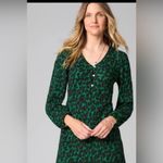 J Jill Ponte Knit Midi Dress Casual/Career Green Animal Print Medium Pullover EC Size undefined Photo 1
