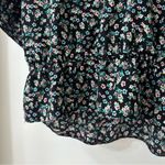 Topshop Black Floral 1/2 Sleeve Ruffle Blouse, Size 10 (Medium) Photo 4