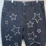 Simple Society  Sz 33 Black Distressed Jeans Silver Stars Embellishments Raw Hems Photo 1
