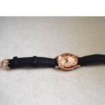 Source Unknown Daper Casual Rose Gold Black Faux Leather Band New Battery Unisex Watch Photo 1