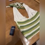 Hollister  Green and White Crochet Halter Top Size XS NWT Photo 5