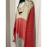 Y2K Peach Lace Long Sleeve Top Large Poof Blouse Striped Shirt L Fall Beige Photo 2