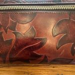 Valentina Embossed Leather Zip Around Wallet with a Leaf Motif Pattern in Brown Photo 2