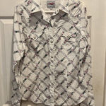 Roper White Striped Floral Western Pearl Snap Long Sleeve Size Large‎ Rodeo 4H Photo 0