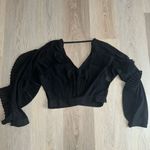 INA  Black Long Sleeve Sheer Ruffled Top - Size Medium Photo 1