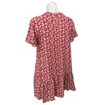 Ann Taylor  LOFT Red White Floral Short Sleeve Flounce Hem Mini Shift Dress Sz S Photo 4