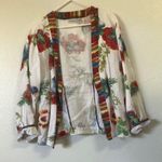 Chico's Chico’s Colorful Floral Open tie front linen jacket 2 large Photo 0