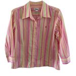 Lilly Pulitzer  button front shirt striped multicolored compact cotton Sz 12 Photo 0
