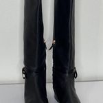 Ted Baker London Lykla Knee High Boots Black Leather Flat Boots 37.5 Ankle Bow Photo 0