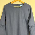 J. McLaughlin Elle Sheath Dress Women's 4 Navy Scalloped Hem Bell Sleeves Career Photo 6