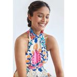 Plenty by Tracy Reese High Neck Sleeveless Floral Ruffle Trim Romper Size XS Yellow Photo 1