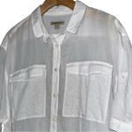 Burberry  Women’s Size L White Semi Sheer Cotton Voile Utility Button Down Shirt Photo 2